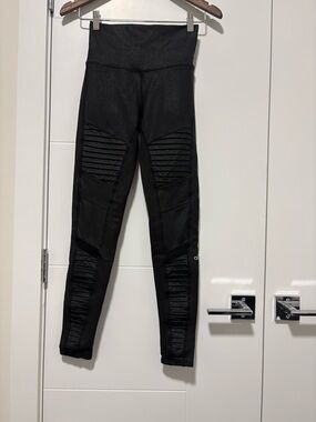 ALO Yoga Black High-Waist Moto-Style Jeggings